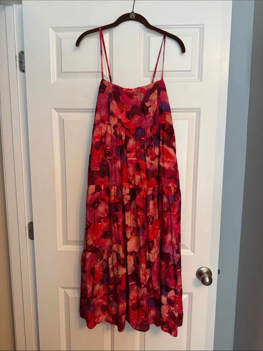 Gilli Red and Purple Floral Tiered Maxi Dress
